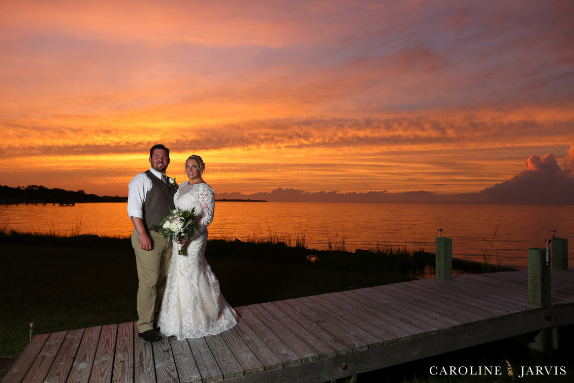 The Inn on Pamlico Sound Sunset Wedding by Caroline Jarvis Photography