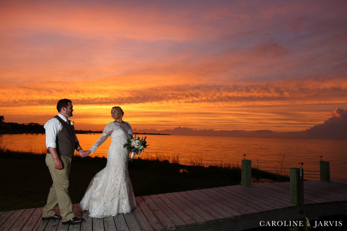 The Inn on Pamlico Sound Sunset Wedding by Caroline Jarvis Photography