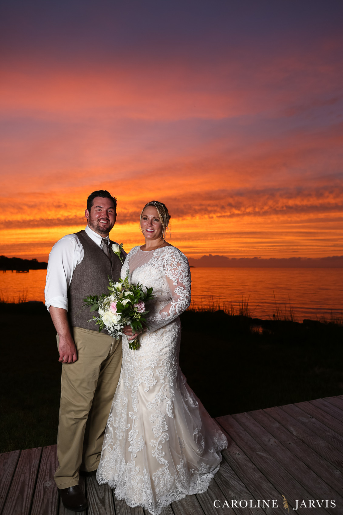 The Inn on Pamlico Sound Sunset Wedding by Caroline Jarvis Photography