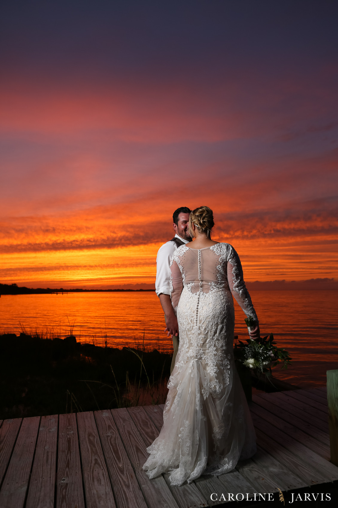 The Inn on Pamlico Sound Sunset Wedding by Caroline Jarvis Photography
